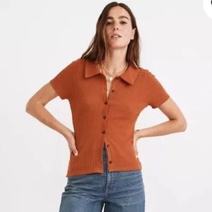 Madewell Ribbed Polo Buttonfront Tee